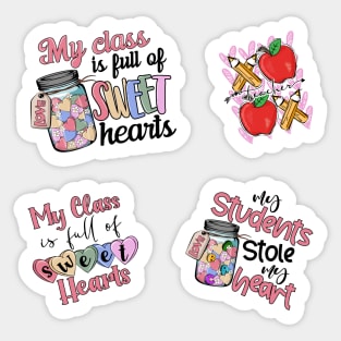 Retro Teacher Valentine Stickers Pack Sticker